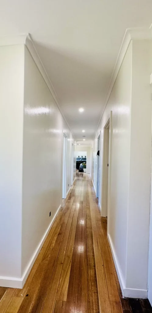 A freshly painted hallway